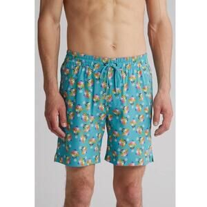 Hurley‎ Rainbow Palm Tree Volley Swim Shorts Trunks Turquoise Men's Size XL